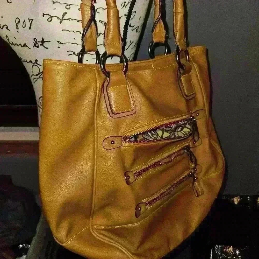 Black Rivet Womans Brown Shoulder Bag Purse - Picture 4 of 11